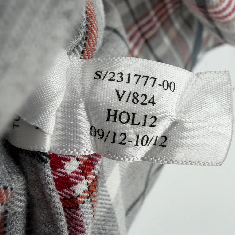 Banana Republic Shirt Mens XL Plaid Flannel Button Down Gray Red Long Sleeve
